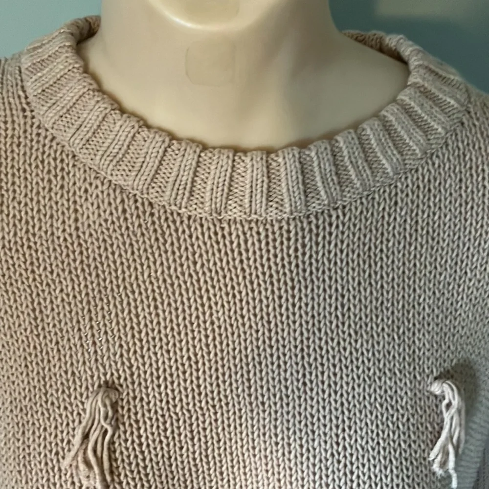 Madewell Blush Pink Pom Pom Tassel Sweater 100% Cotton Size M - Picture 12 of 15